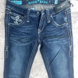 SANG REAL Blue Flare & Wide Leg Jeans with Natural Fading size 25